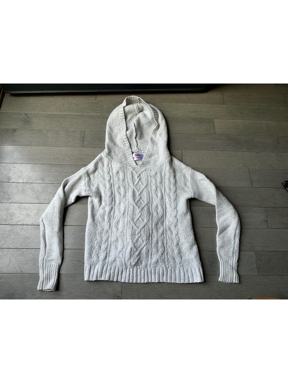 Girls justice Cream Cable Knit Hooded Sweater with Thumb Holes casual size 10